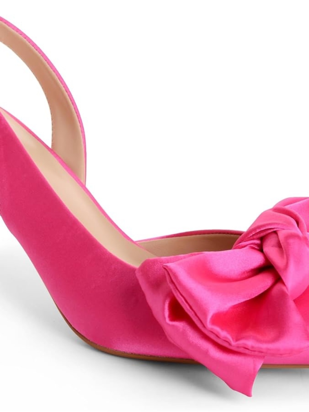 New !Hot Pink Pointed-Toe Slingback Heels with Bow